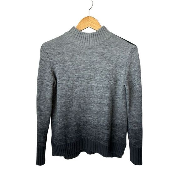 Athleta Sunset 100% Merino Wool Grey Ombre Mock Sweater Size S - Picture 2 of 8